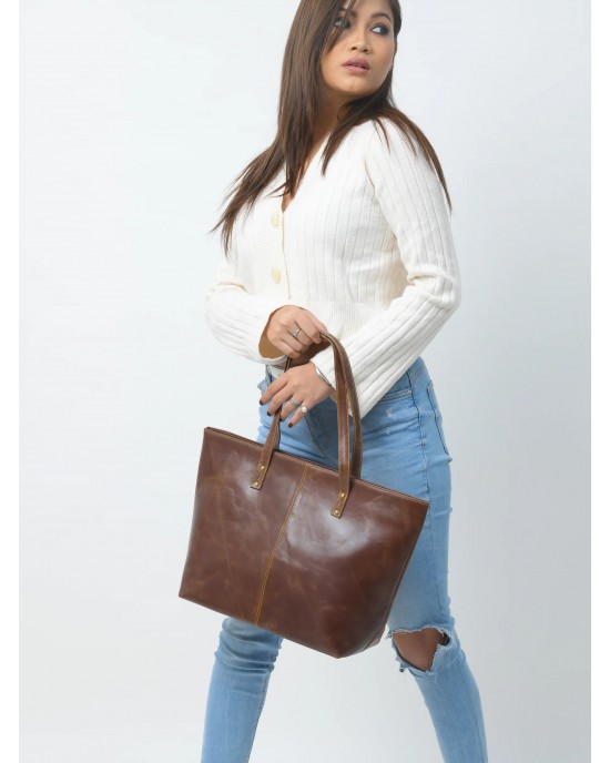 The Kim Tote Bag - Dark Brown