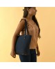 Era Vegan Leather Tote- Navy Blue
