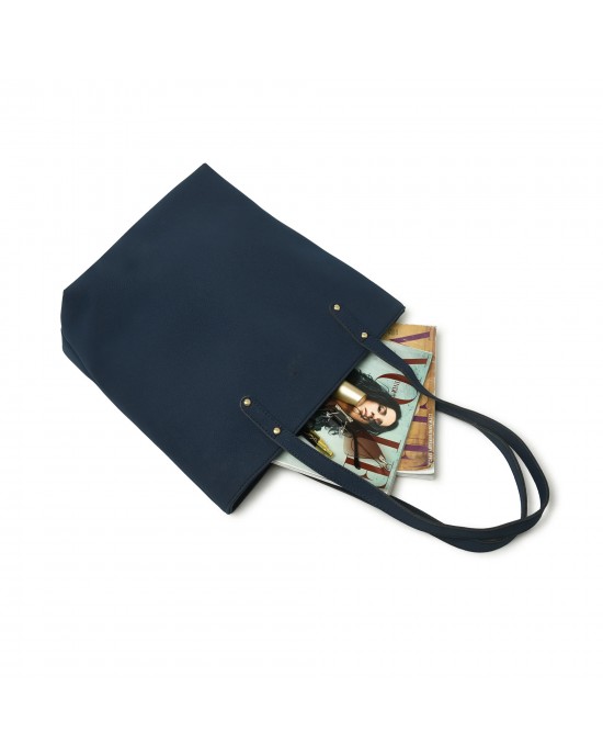 Era Vegan Leather Tote- Navy Blue