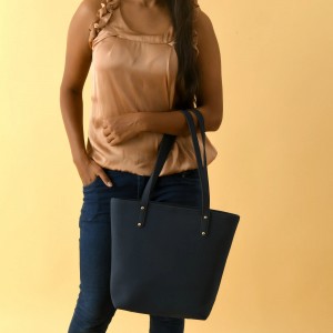 Era Vegan Leather Tote- Navy Blue