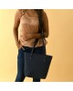 Era Vegan Leather Tote- Navy Blue