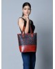 Neela Ajrakh Leather Tote Bag
