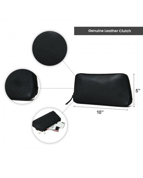 Classic Black Leather Clutch