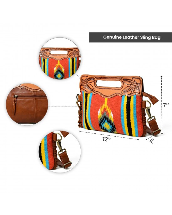 Western Leather Clutch Tooling Purse