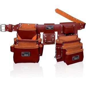 Rising Star Wears Pure Oil Tanned Leather Tool Belt Pouch Perfect For Carpenters, Plumbers, Electricians, Gardeners And Construction Workers Multipurpose 18 Pockets Pouch With Framing Tool Bags