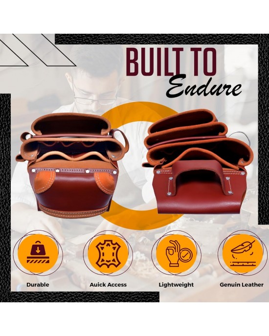 Rising Star Wears Pure Oil Tanned Leather Tool Belt Pouch Perfect For Carpenters, Plumbers, Electricians, Gardeners And Construction Workers Multipurpose 18 Pockets Pouch With Framing Tool Bags