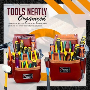 Rising Star Wears Pure Oil Tanned Leather Tool Belt Pouch Perfect For Carpenters, Plumbers, Electricians, Gardeners And Construction Workers Multipurpose 18 Pockets Pouch With Framing Tool Bags