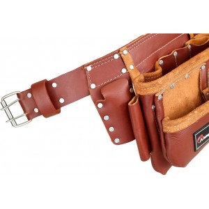 Rising Star Pro-230 100% Genuine Leather Tool Belt Pouch| Heavy Duty Belt For Carpenter,handy Man & Women, Electrician,plumbers, Construction Workers,gardner, Landscaper,maintenance Workers.