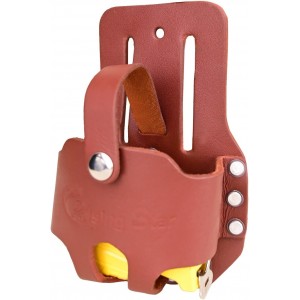 Rising Star 100% Multi-Purpose Heavy Duty Extra Large Tape Holder + Full-Grain Leather Tool Pouch - Dark Brown | Perfect for Construction Engineer, Carpenters, Electricians & Ironworker