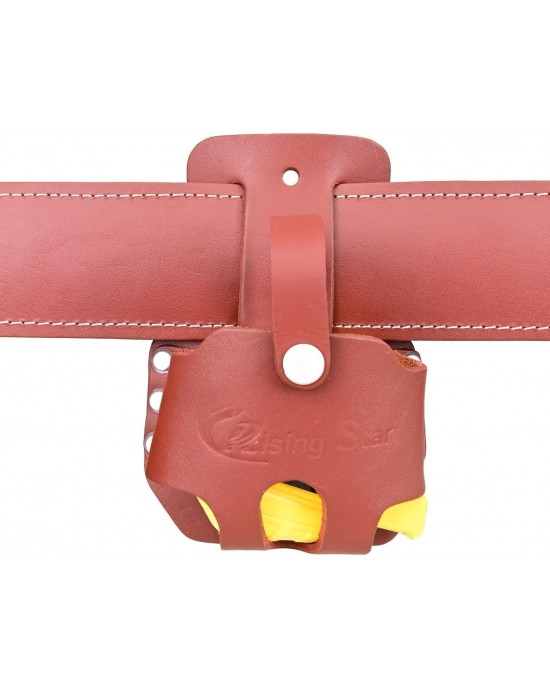 Rising Star 100% Multi-Purpose Heavy Duty Extra Large Tape Holder + Full-Grain Leather Tool Pouch - Dark Brown | Perfect for Construction Engineer, Carpenters, Electricians & Ironworker