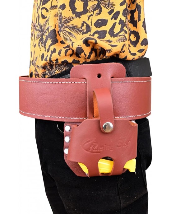 Rising Star 100% Multi-Purpose Heavy Duty Extra Large Tape Holder + Full-Grain Leather Tool Pouch - Dark Brown | Perfect for Construction Engineer, Carpenters, Electricians & Ironworker