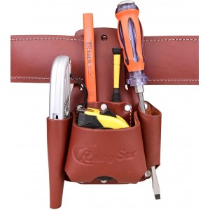 Rising Star Wears Leather Tool Belt For Hammer,screwdriver,tape Measure,perfect For Carpenters,electricians,plumbers,craftsmen & Handymen-5 Pockets,oil-tanned –brown