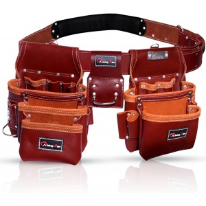 Rising Star Wears18 Pockets Maroon Craftsman’s Companion: Leather Tool Belt/bags/pouches With Back Support Field Worker