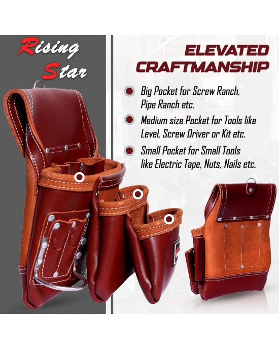 Rising Star Wears18 Pockets Maroon Craftsman’s Companion: Leather Tool Belt/bags/pouches With Back Support Field Worker
