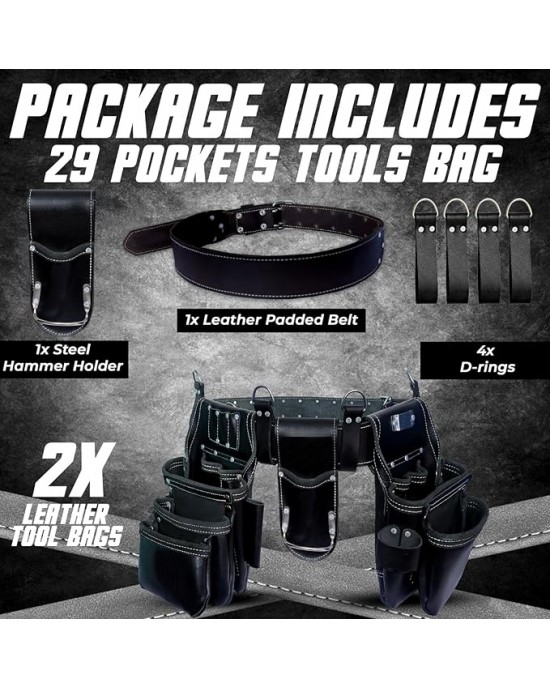 Premium Oil Tanned Leather Tool Belt, Tool Pouch
