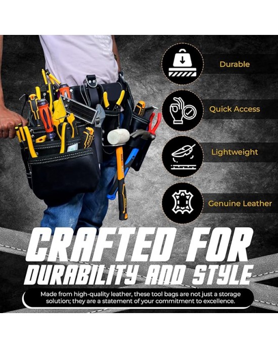 Premium Oil Tanned Leather Tool Belt, Tool Pouch