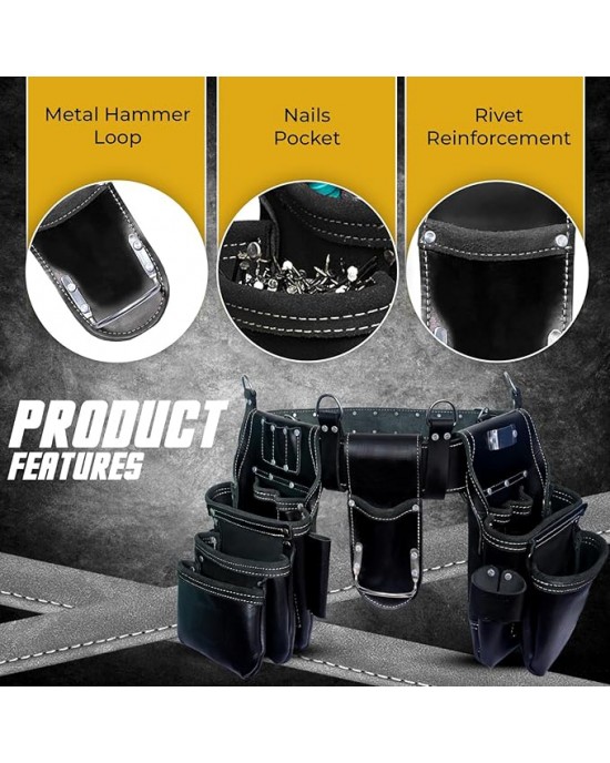 Premium Oil Tanned Leather Tool Belt, Tool Pouch