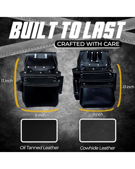Premium Oil Tanned Leather Tool Belt, Tool Pouch