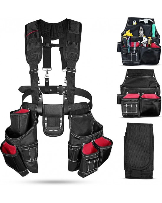 Construction Tool Belt with Framer, Electrician & Carpenter