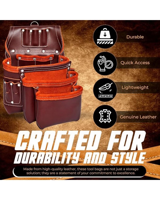 Premium Oil Tanned Leather Tool Belt, Tool Pouch