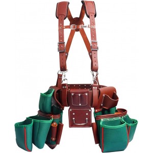 Heavy-Duty Green Tool Pouch for Men with Suspenders