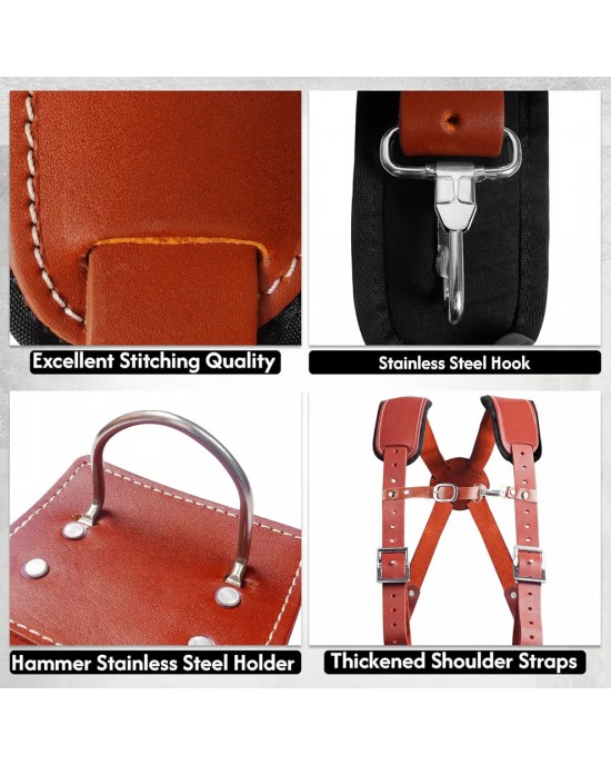 Heavy-Duty Green Tool Pouch for Men with Suspenders