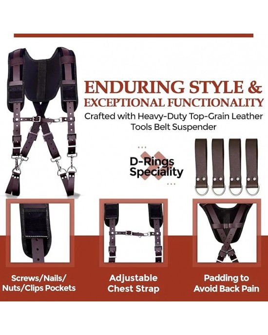 Tool Belts for mens, Tool Belt with Suspenders, Extra Large)